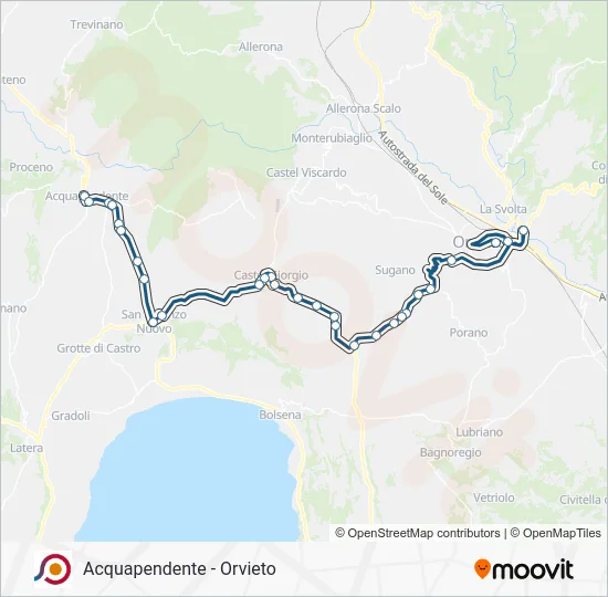 Percorso linea bus COTRAL