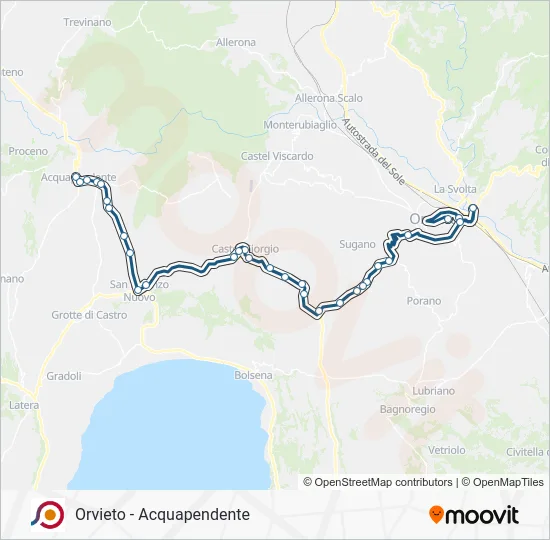 Percorso linea bus COTRAL