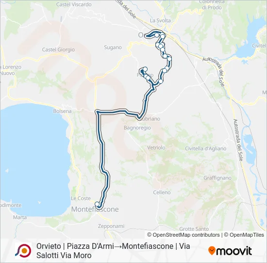 Percorso linea bus COTRAL