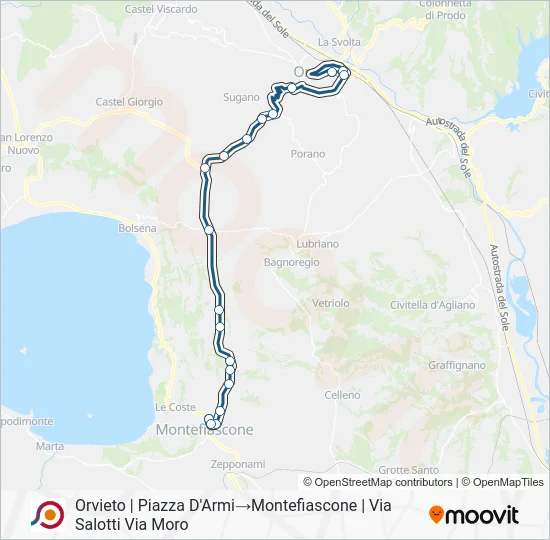 Percorso linea bus COTRAL