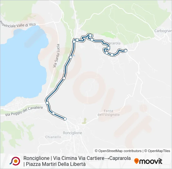 Percorso linea bus COTRAL