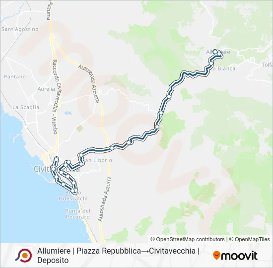 Percorso linea bus COTRAL