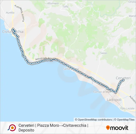 Percorso linea bus COTRAL