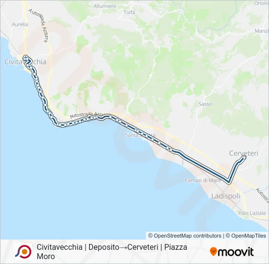 Percorso linea bus COTRAL