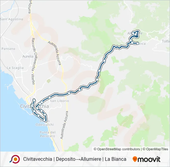 Percorso linea bus COTRAL