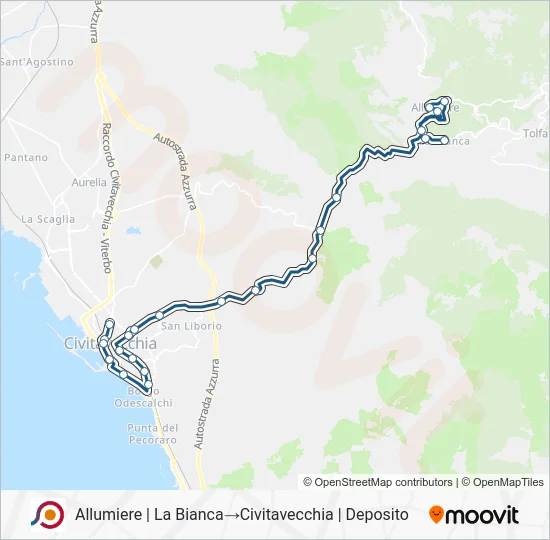 Percorso linea bus COTRAL