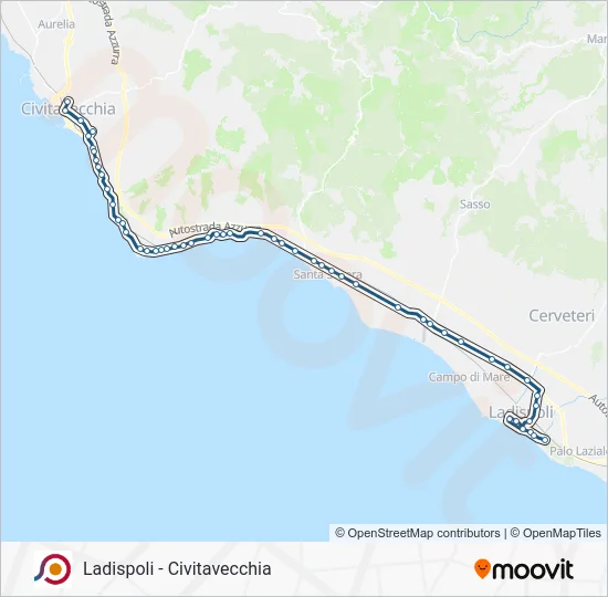 Percorso linea bus COTRAL