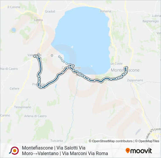 Percorso linea bus COTRAL