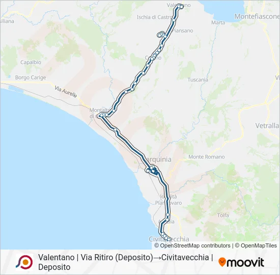 Percorso linea bus COTRAL
