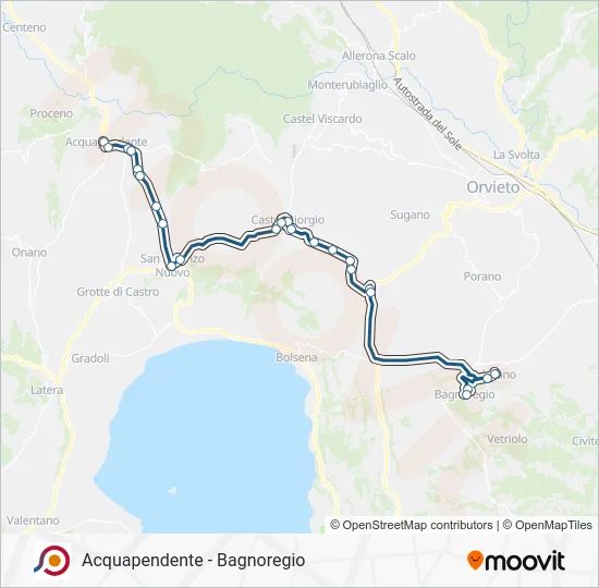 Percorso linea bus COTRAL