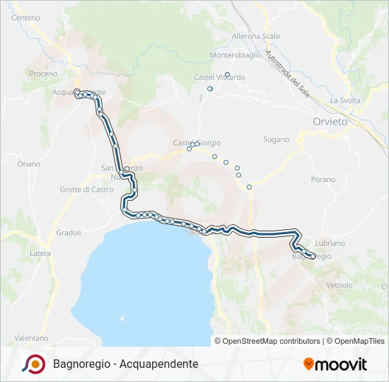 Percorso linea bus COTRAL