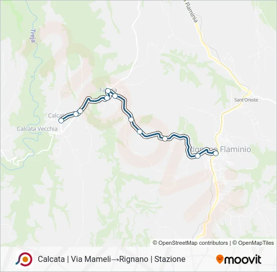Percorso linea bus COTRAL