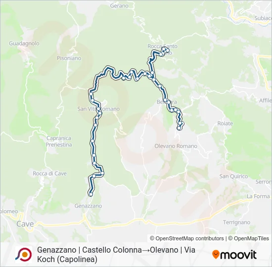 Percorso linea bus COTRAL