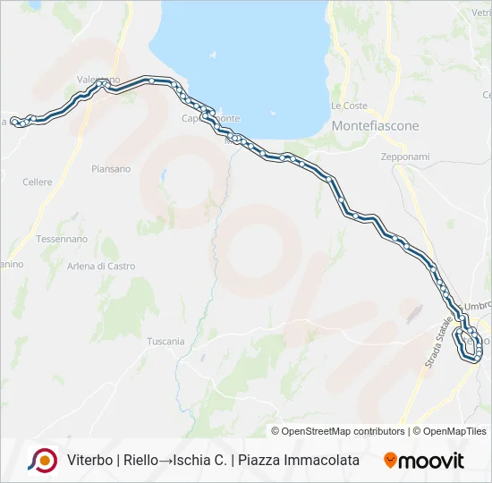 Percorso linea bus COTRAL