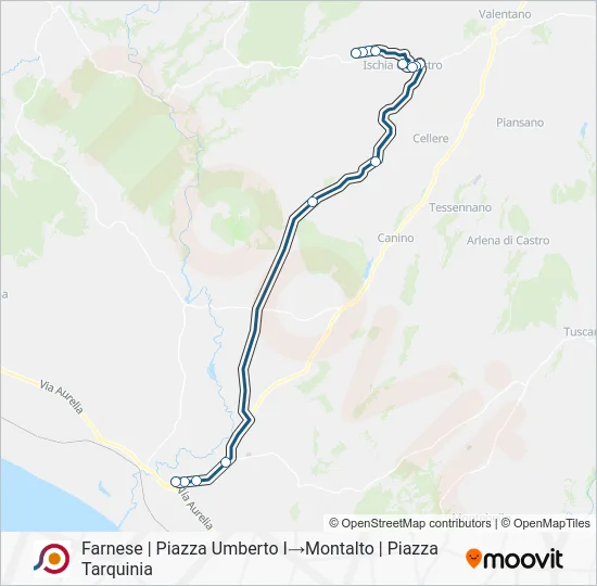 Percorso linea bus COTRAL