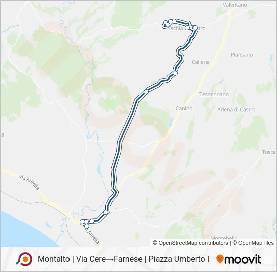 Percorso linea bus COTRAL