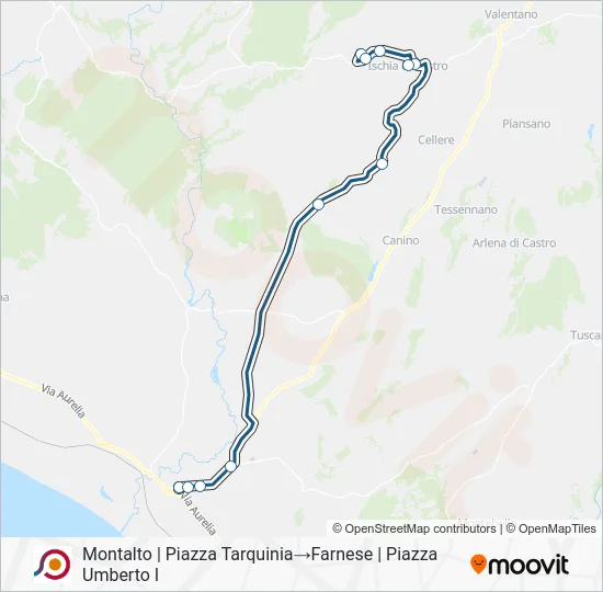 Percorso linea bus COTRAL