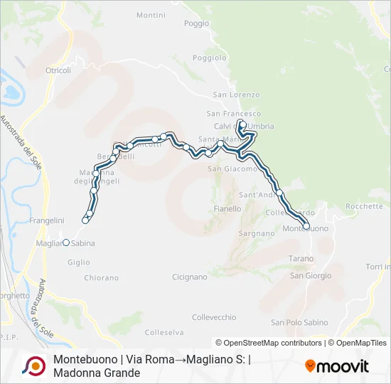 Percorso linea bus COTRAL