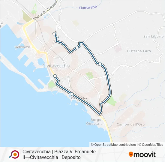 Percorso linea bus COTRAL