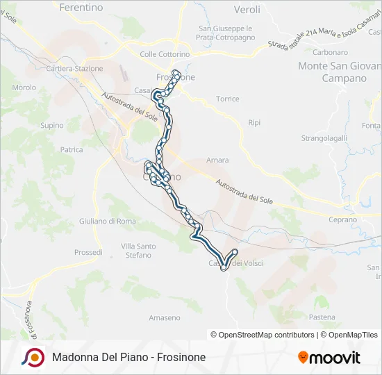 Percorso linea bus COTRAL
