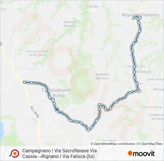 Percorso linea bus COTRAL