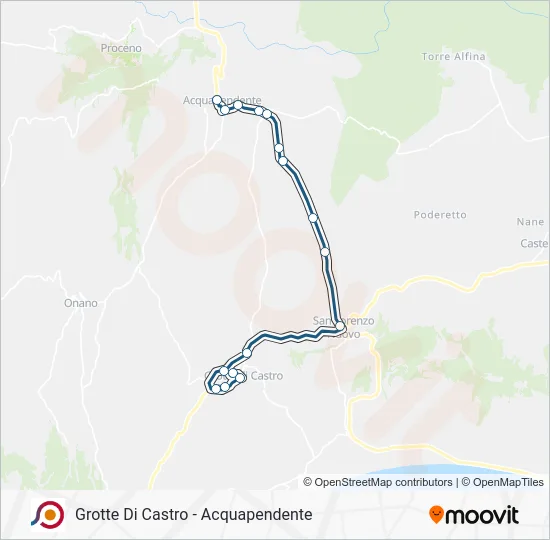 Percorso linea bus COTRAL