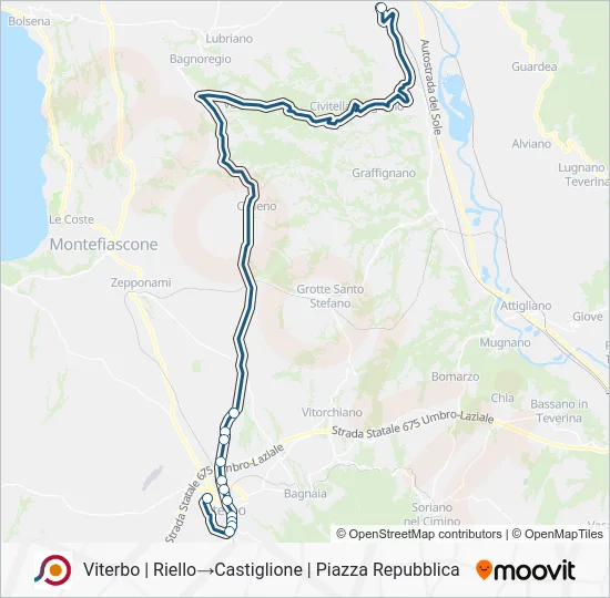 Percorso linea bus COTRAL