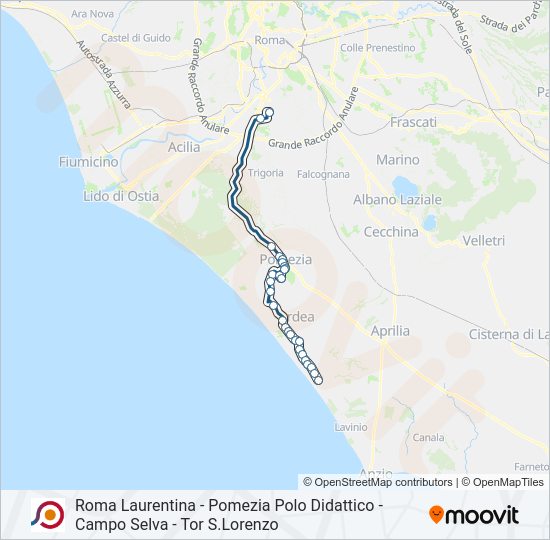 Percorso linea bus COTRAL