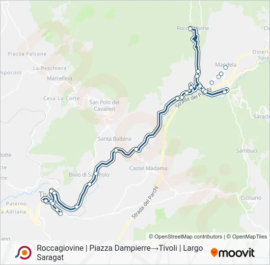 Percorso linea bus COTRAL