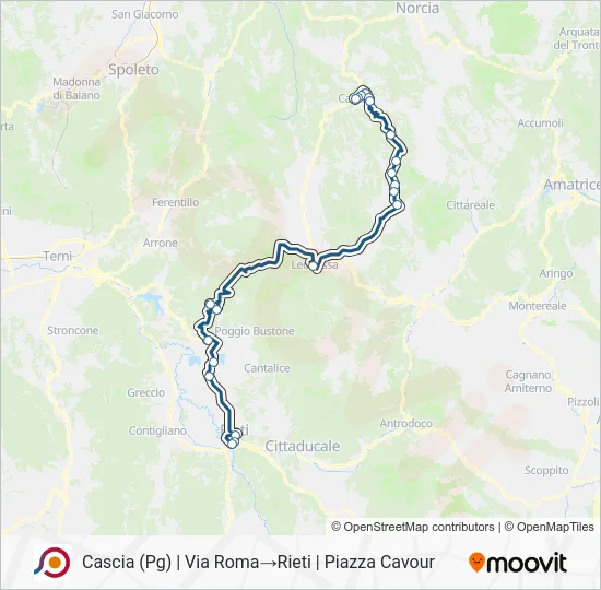 Percorso linea bus COTRAL
