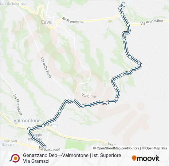 Percorso linea bus COTRAL