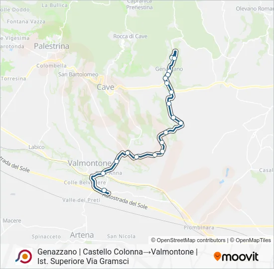 Percorso linea bus COTRAL