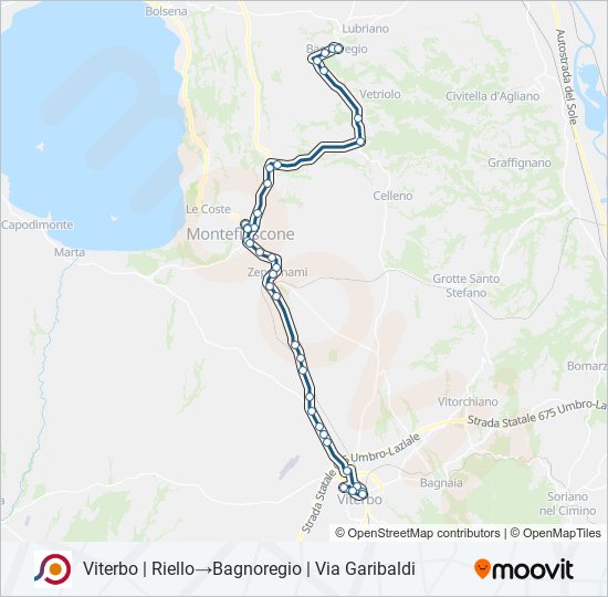 Percorso linea bus COTRAL