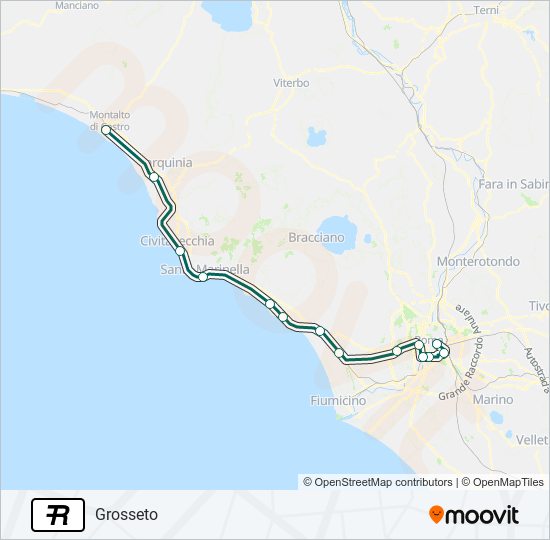 Percorso linea treno R