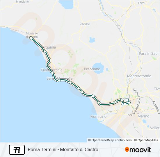 Percorso linea treno R