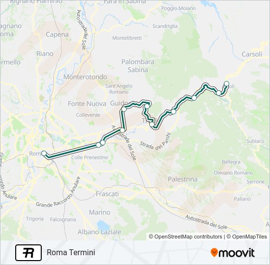 Percorso linea treno R