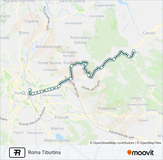 Percorso linea treno R