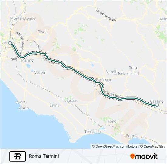 Percorso linea treno R