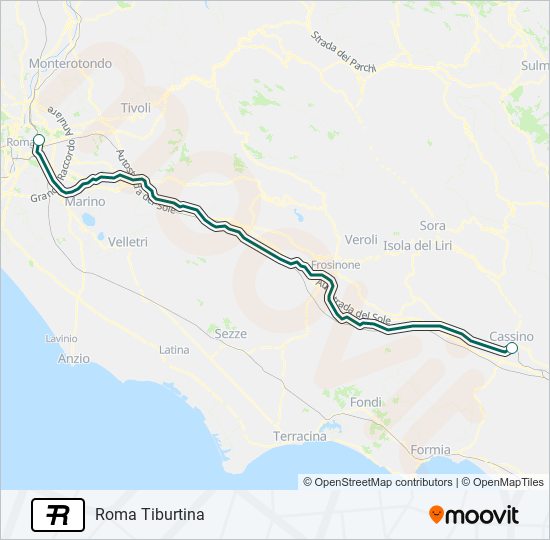 Percorso linea treno R