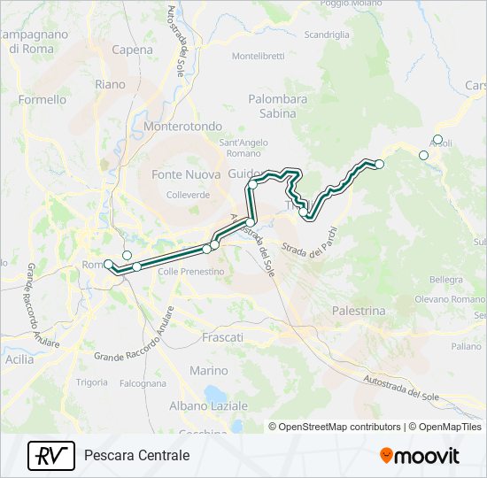 Percorso linea treno RV