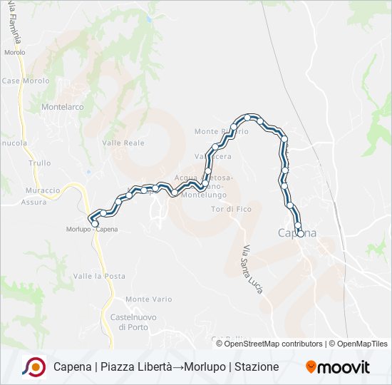 Percorso linea bus COTRAL