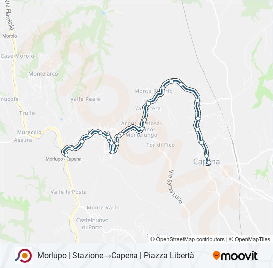 Percorso linea bus COTRAL