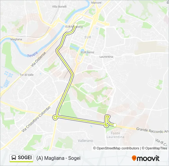 Percorso linea bus SOGEI