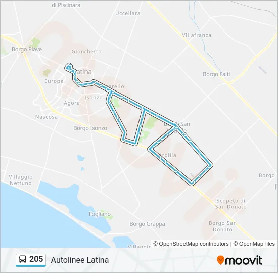 205 Bus Line Map