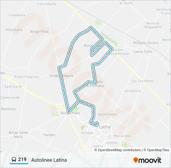 219 Bus Line Map