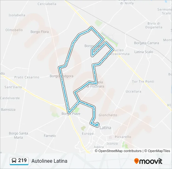 219 Bus Line Map