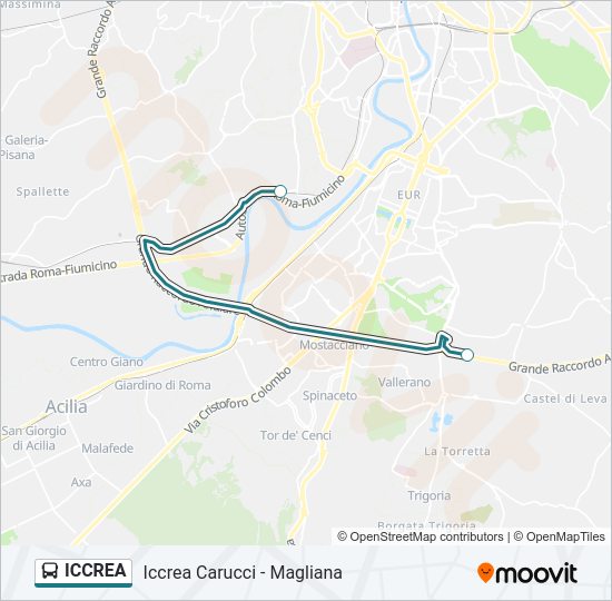 Percorso linea bus ICCREA