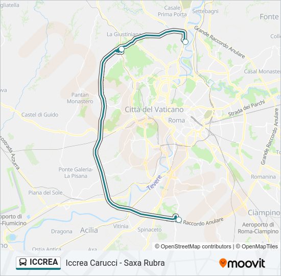 Percorso linea bus ICCREA