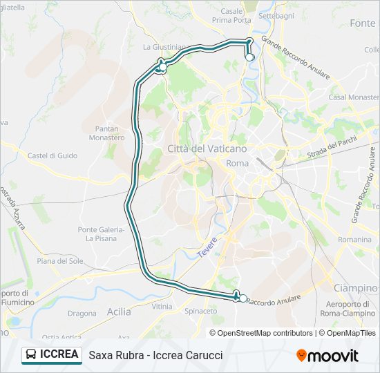 Percorso linea bus ICCREA