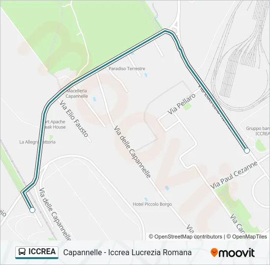 Percorso linea bus ICCREA